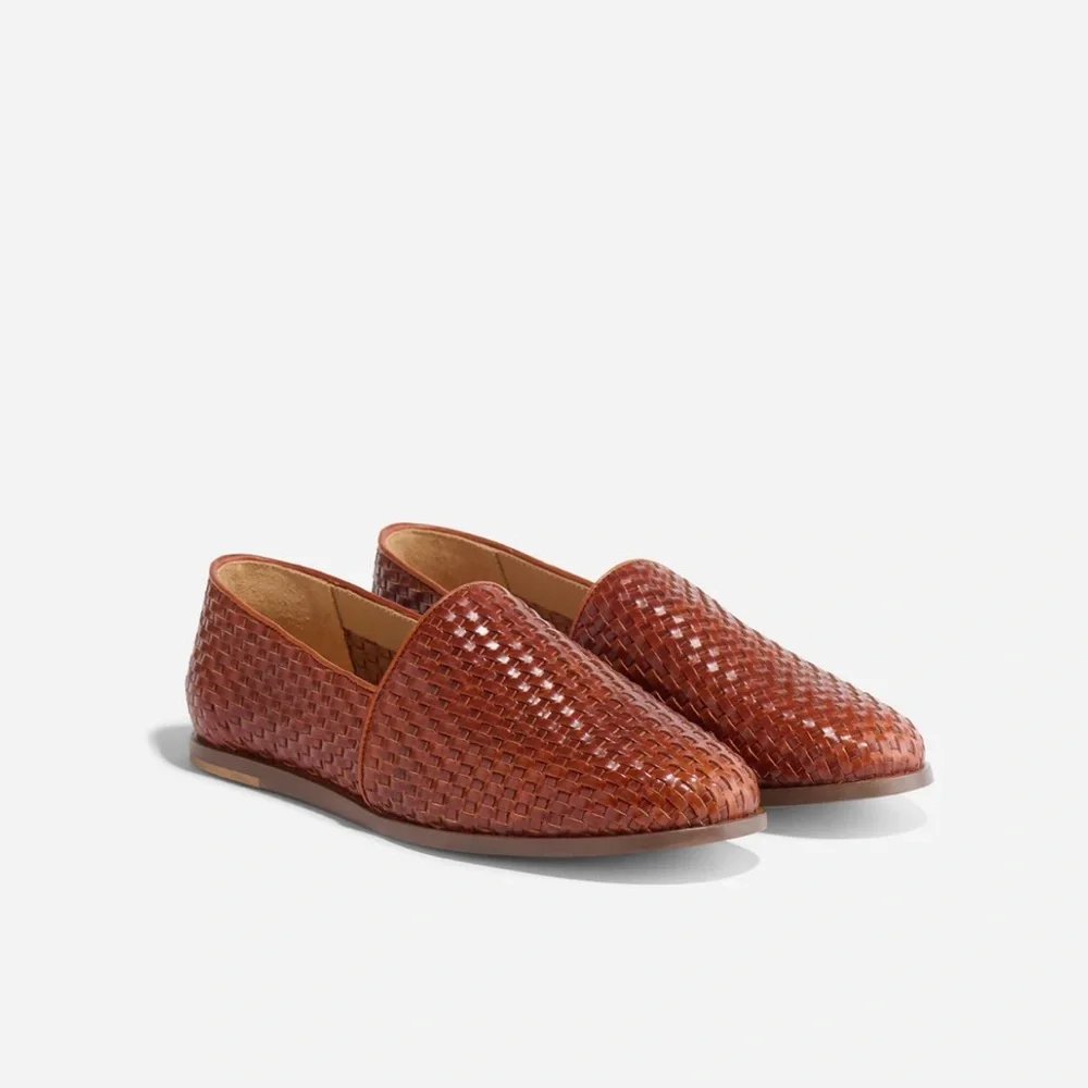 NEW Nisolo Alejandro slip on leather shoe woven brandy - Picture 11 of 13